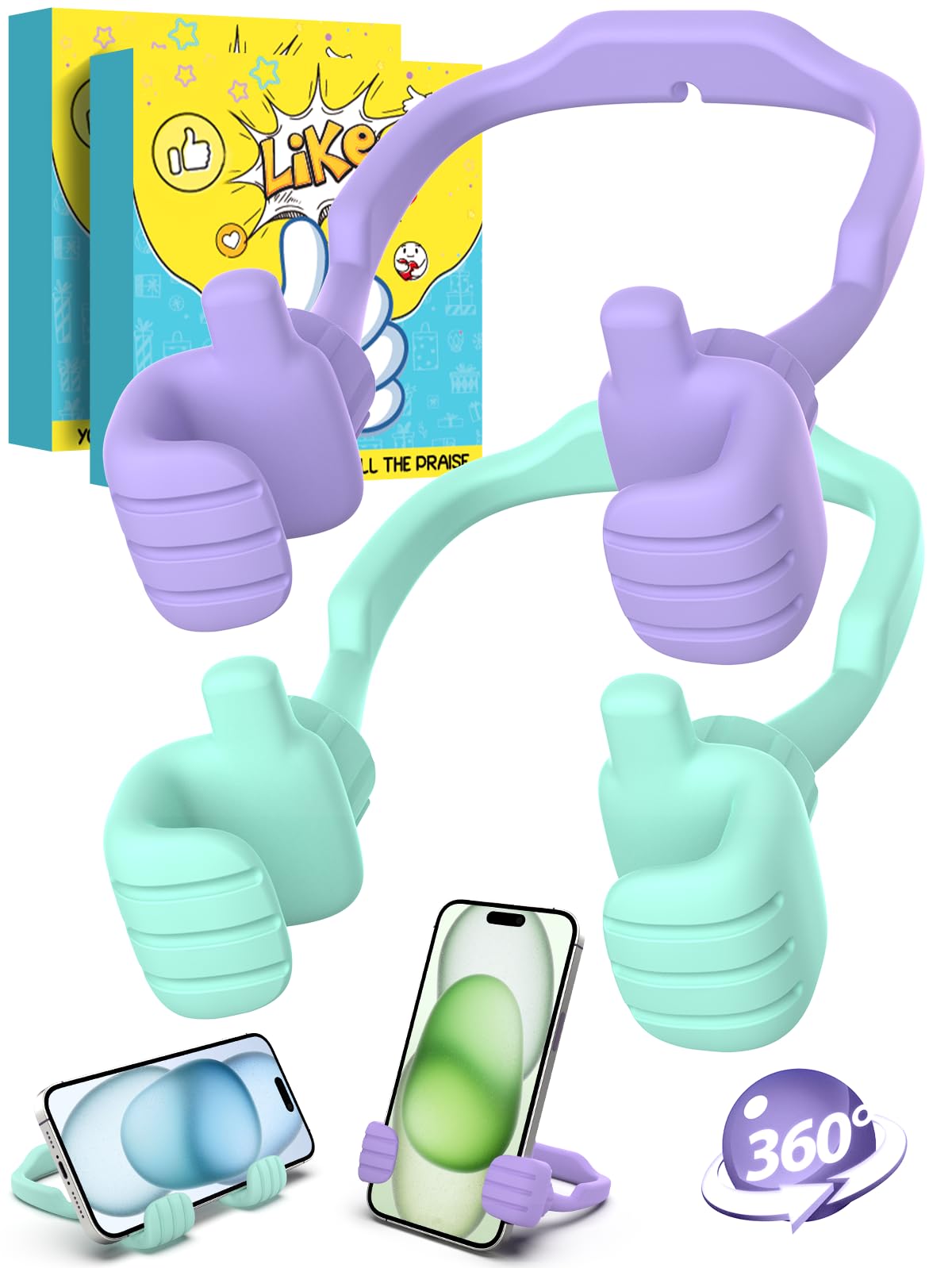 Cell Phone Stand Thumbs Up Lazy Phone Stand - 2 Pack Phone Holder 2024 College Graduation Gifts for Her Him Cellphone Phone Stand for Desk Birthday Gifts for Teens Girls Boys Adults Women Men Wife