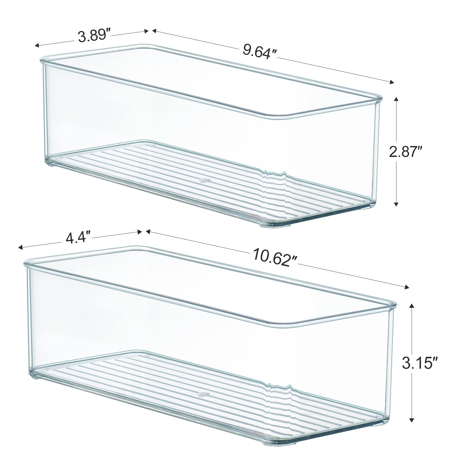 Hudgan 8 Pack Clear Plastic Drawer Organizer Bins Set, Stackable Cutlery Storage Bins Trays for Organizing Kitchen, Bathroom, Office, Crafts, Gadgets, Cabinet Supplies