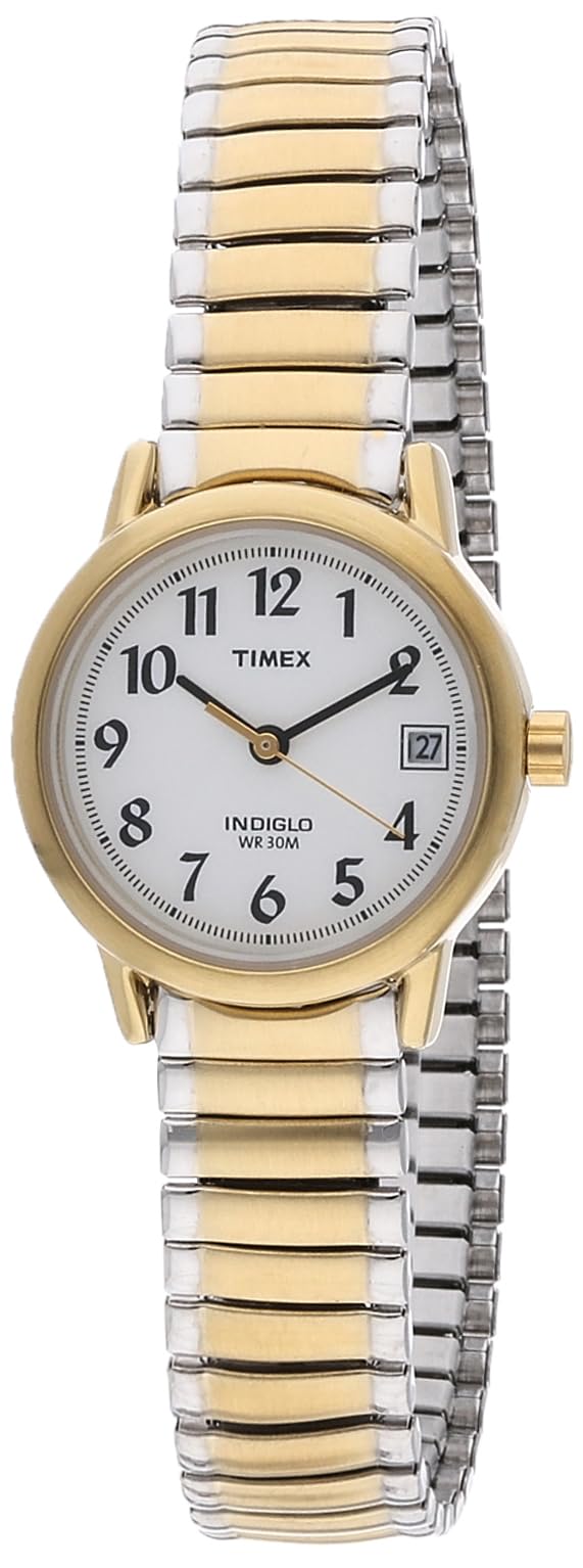 Timex Women's Easy Reader 25mm Watch – Two-Tone Case White Dial with Two-Tone Expansion Band