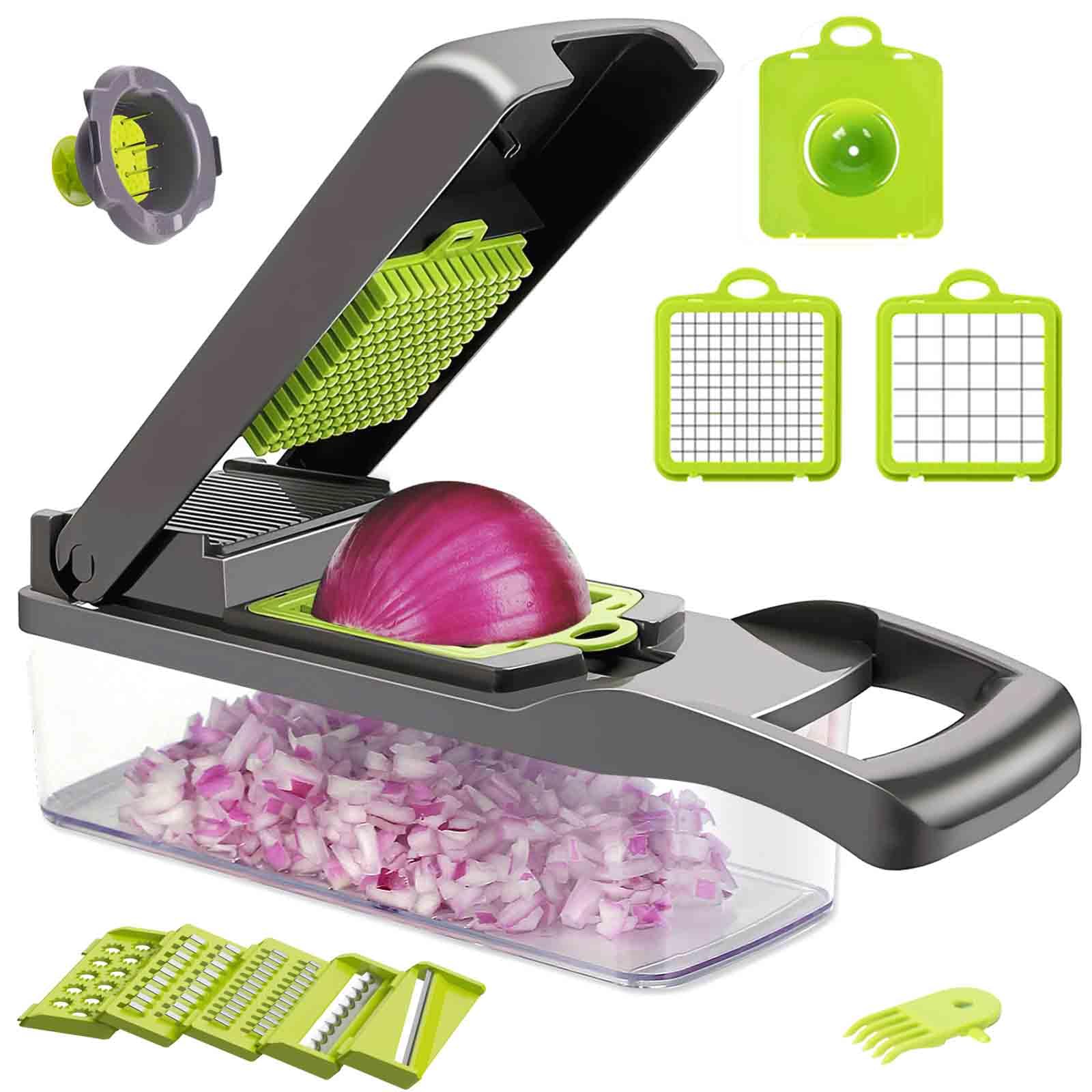 Krubeco Vegetable Chopper, Onion Chopper, 13 in 1 Multifunctional Chopper With 8 Blades Veggie Chopper and Slicer, Dicing Machine, Carrot Chopper for Salad Potato Carrot Garlic