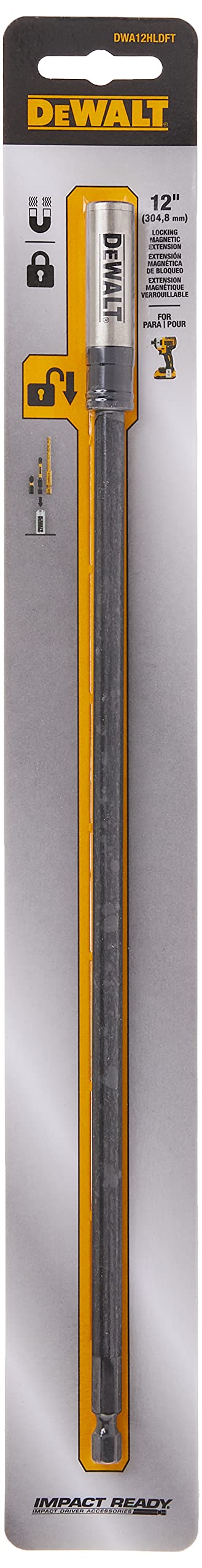 DEWALT Drill Bit Holder Extension, Impact Ready, 12-Inch (DWA12HLDFT)
