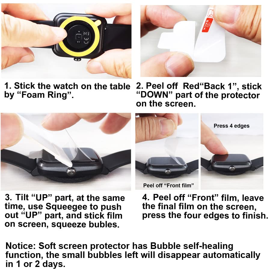 smaate Screen Protector Compatible with 1.85” AKUMAKA G39 and Fitniv IW2 Smartwatch, Soft TPU, 6 pcs