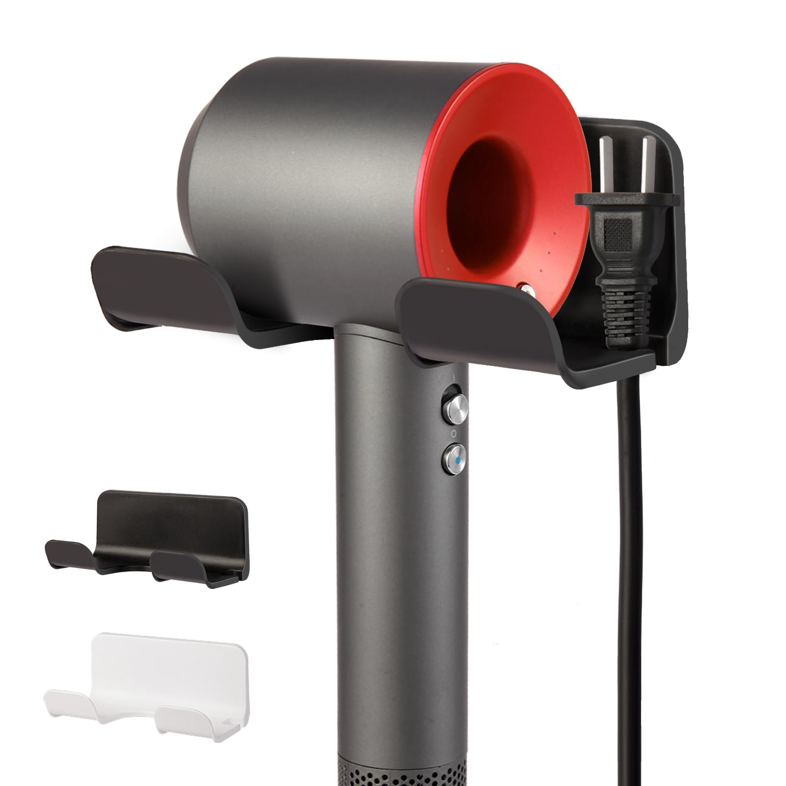 New B1919 2Pcs Universal Hair Dryer Holder, Blow Dryer Holder with Cord Storage, Hair Dryer Holder Wall Mounted, Bathroom Hair Tool Organizer for Dyson, Stable Easy To Install (Get 2 Styles)