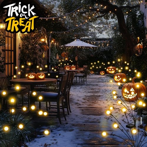 PATIOPIA Solar Garden Lights,Halloween Decorations Outdoor Lights 20 LED Firefly Garden Lights,Solar Lights for Outside,Solar Lights Outdoor Waterproof for Halloween,Christmas,Yard,Patio(Green)