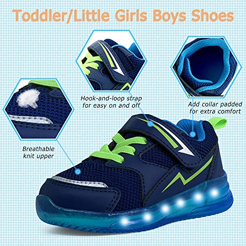 Floranate Green Light Up Shoes for Boys Toddler Green Tennis Hook and Loop