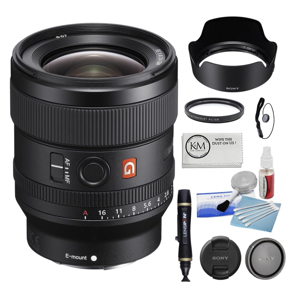 Sony FE 24mm f/1.4 GM Lens Bundle with 67mm UV Filter + Lens Cap Keeper + Microfiber Cleaning Cloth + Cleaning Lens Pen + 5-Piece Camera Cleaning Kit (6 Items)