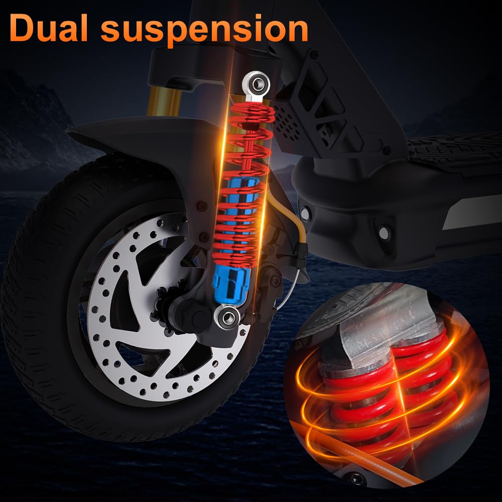 CUNFON Electric Scooter, Up to 31 MPH, 50-Mile Long Range, Dual Brake & Dual Suspension, 1600W Peak Motor, Off-Road Heavy Duty E-Scooter for Adults and Teens, 300+ lbs