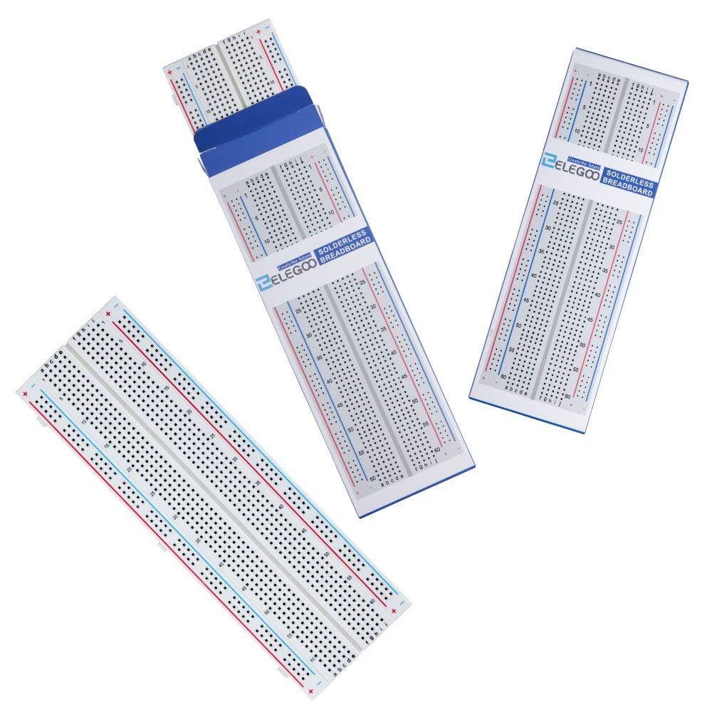 ELEGOO 3pcs Breadboard 830 Point Solderless Prototype PCB Board Kit for Arduino Proto Shield Distribution Connecting Blocks