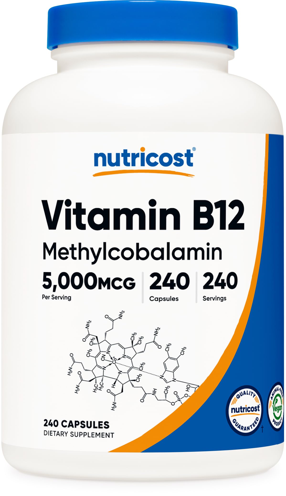 Nutricost Vitamin B12 (Methylcobalamin) 5000mcg, 240 Capsules - Vegetarian Caps, Non-GMO, Gluten Free B12 Supplement