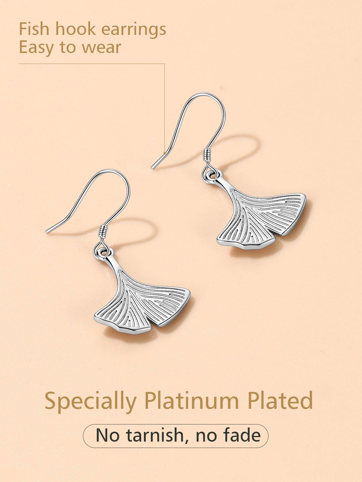 FindChic 925 Sterling Silver Earrings Drop Earrings for Women Cute Ginkgo Leaf Hypoallergenic Fun Earrings Floral Jewelry Gift