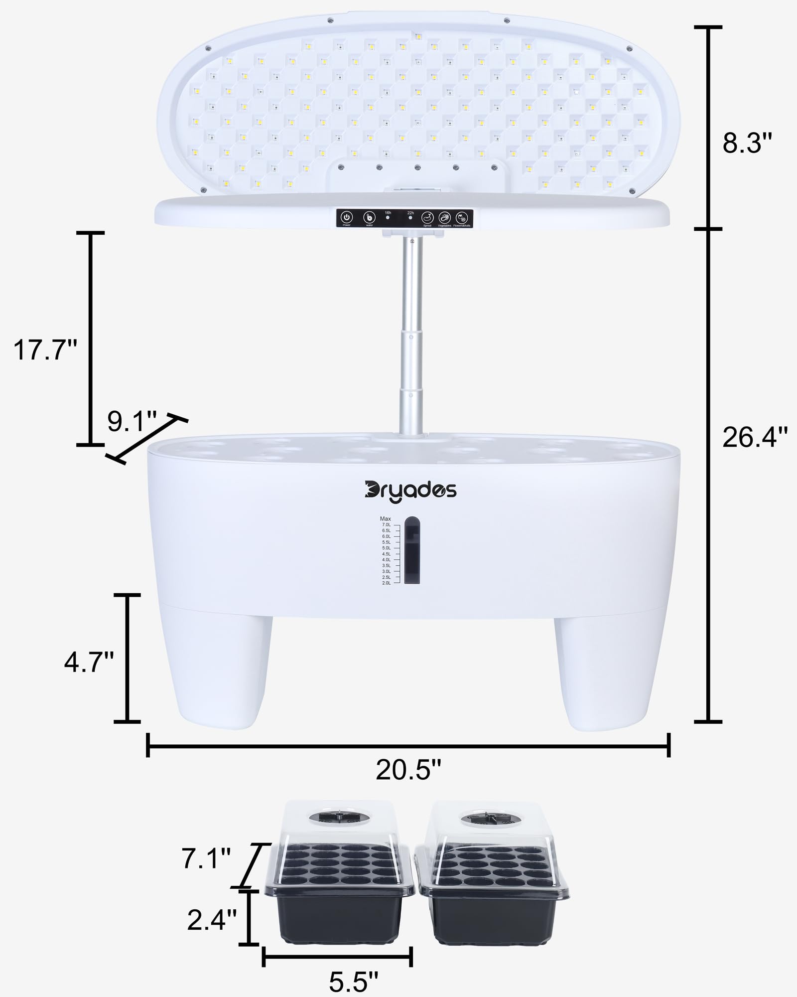 DRYADES Hydroponics Growing System Kit 16Pods, Herb Garden with Sprout Mode Can Seedling in Advance, Indoor Garden Planter for Home Office School with LED Grow Light, for Mom Women, White