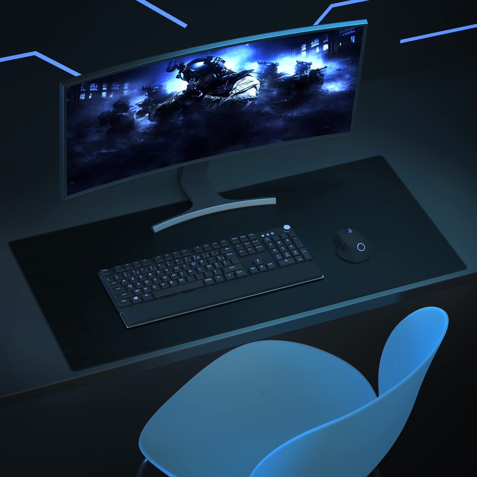 Wolaile Large Mouse Pad, 36x17 in Gaming Mouse Mat,Waterproof and Non-Slip Desktop Pad for Computer Keyboard,Black,XL