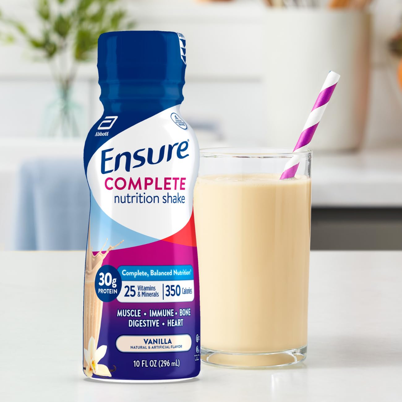 Ensure COMPLETE Vanilla Nutritional Shake | Complete, Balanced Meal Replacement | Ready To Drink | 30g Protein, 27 Vitamins & Minerals | 10 fl oz -24 Pack