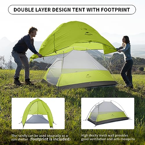 Naturehike Cloud-Up 1 Person Tent Lightweight Backpacking Tent for One Man, Waterproof Ultralight Single Person Tent, Double Layer One Person Tent for Camping Hiking Backpacking
