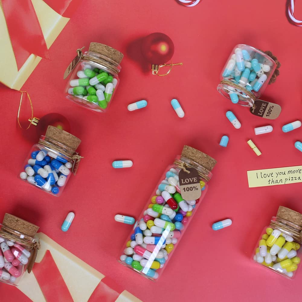 Infmetry Cute Capsules in a Glass Bottle Lovely Notes Couples Gifts for Him Her Boyfriend Girlfriend Mom Birthday Anniversary Valentines Mothers Day Gifts (Mixed Color 90pcs)