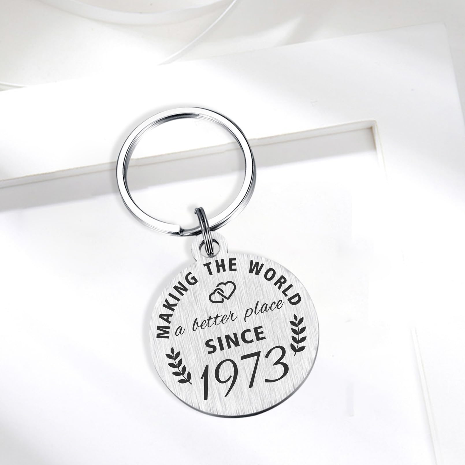 ABNTY 52nd Birthday Gifts for Women Men, 52 Year Old Birthday Keychain, Born in 1973 Gifts, 1973 Birthday Decorations