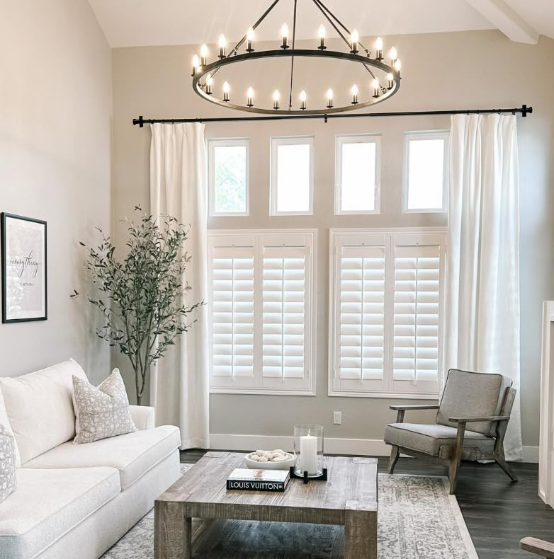 Zeerobee Curtain Rods for Windows 16 to 28, 1 Inch Black Curtain Rod Set, Heavy Duty Adjustable Drapery Rods, Modern Indoor/Outdoor Curtain Rod for Bedroom, Living Room, Patio, Farmhouse, 16"-28"