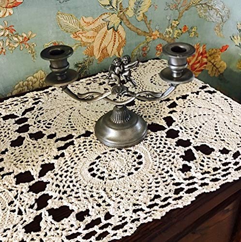 USTIDE White Floral Lace Crochet Tablecloths Cotton Rectangle Kitchen Tablecloth Party Wedding Table Covers 59x78inches