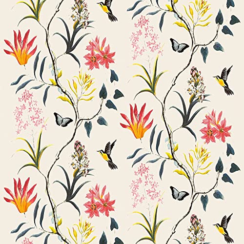 Orainege Floral Peel and Stick Wallpaper Vintage Floral Wallpaper 17.7in x 78.7in Floral Contact Paper Peel and Stick Bird Removable Wallpaper Flowers Butterfly Self Adhesive Wall Paper Bathroom