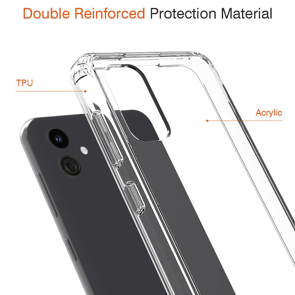 Jilivock Phone Case Cover for Samsung Galaxy A04 with 2pcs Screen Protector, Shockproof Clear TPU Case for Samsung Galaxy A04, Premium Minimalistic Phone Cover