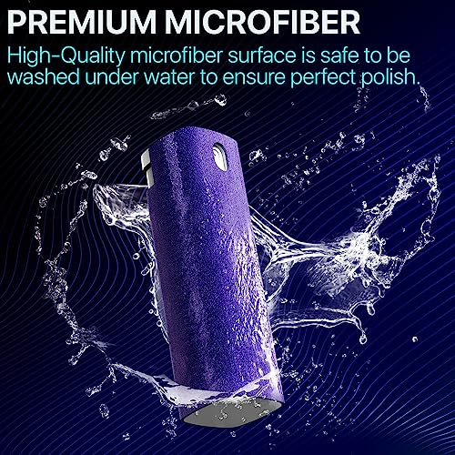 IO CLEAN Mini Screen Cleaner Spray – Finger Proof Screen Cleaner for Smartphones, iPads, MacBooks, Laptops, Car Screens, Touchscreens – 3 in1 Mist Cleaner, Microfiber Cloth and Protective Cover (Blue)