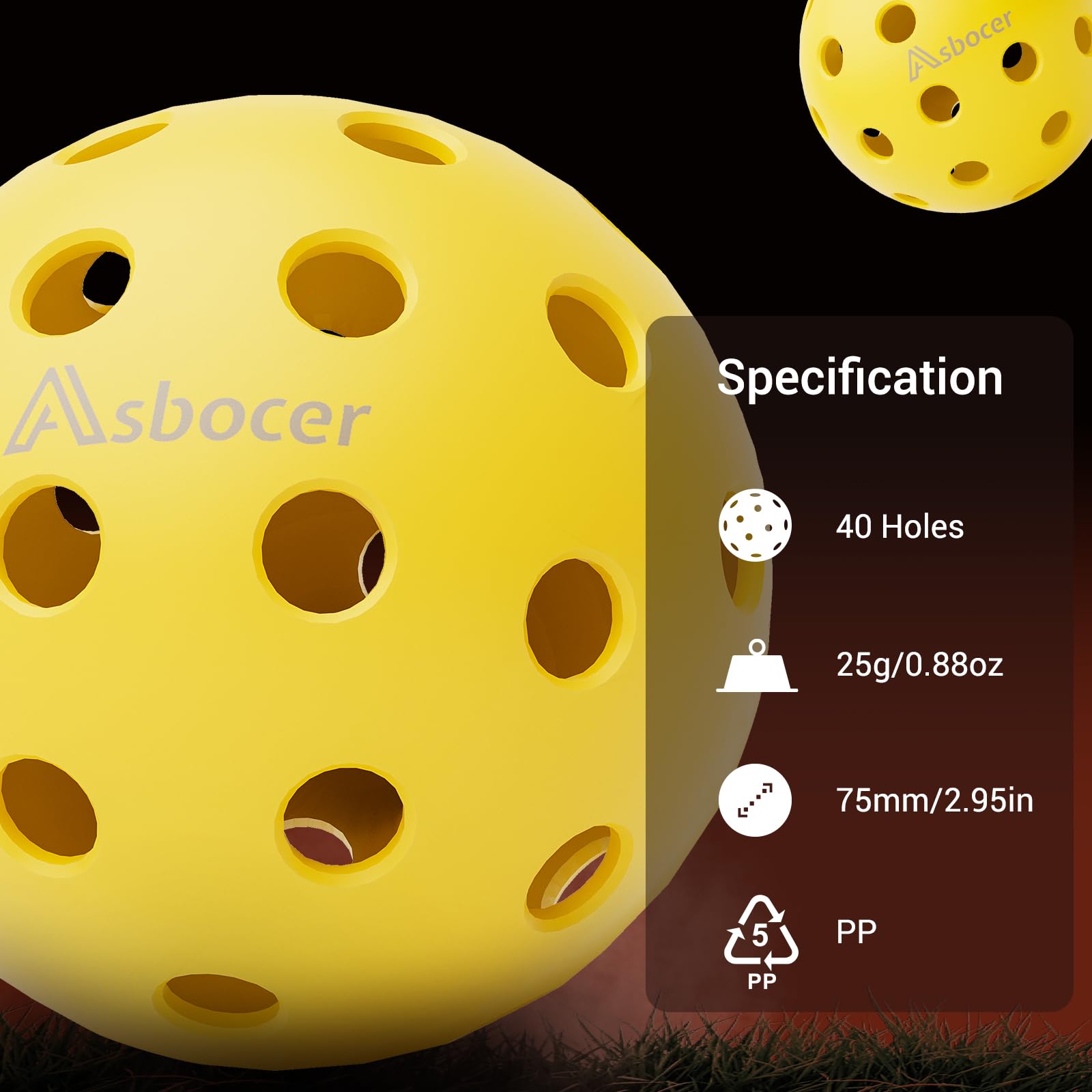 Asbocer Pickleball Balls, USAPA Approved Pickleballs, 12-Pack 40 Holes Outdoor Pickleball Balls with Mesh Bag, High Elasticity & Durable Yellow Pickle Balls for All Style Pickleball Paddles