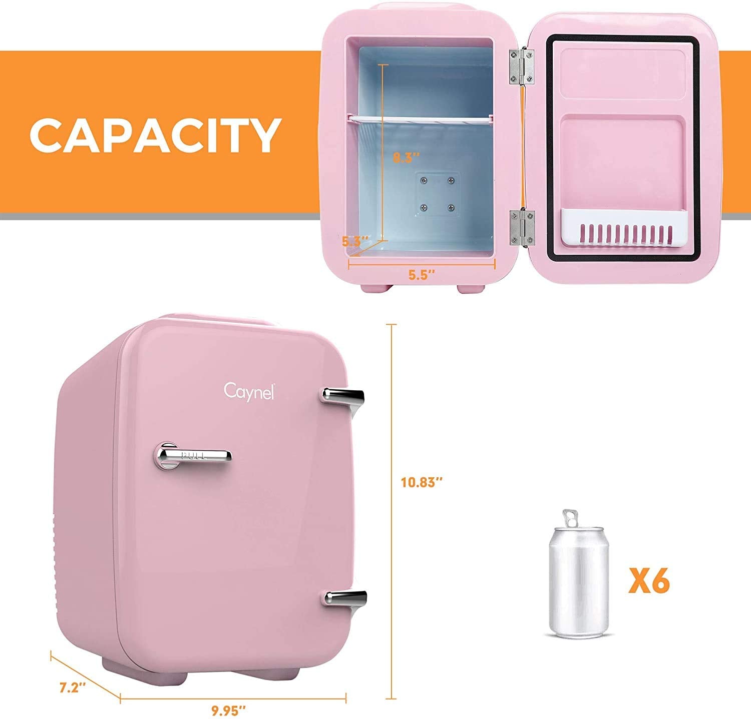 CAYNEL Mini Fridge Portable Thermoelectric 4 Liter Cooler and Warmer for Skincare, Eco Friendly Beauty Fridge For Foods,Medications, Cosmetics, Breast Milk, Medications Home and Travel