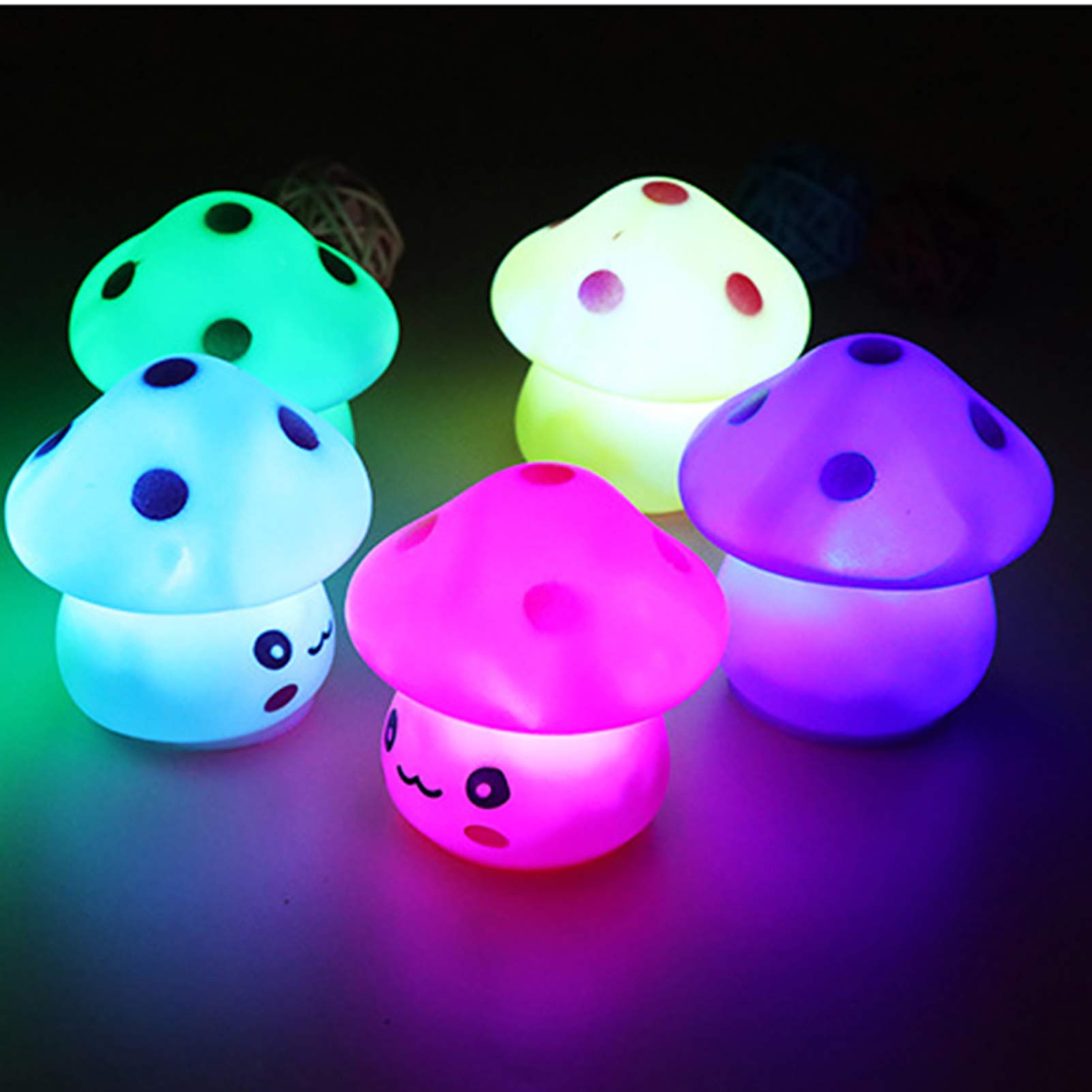 Tuelaly Cute Night Light, 1PC Night Light Fantastic Cute Vinyl Mushroom LED Light for Desk Decor Blue