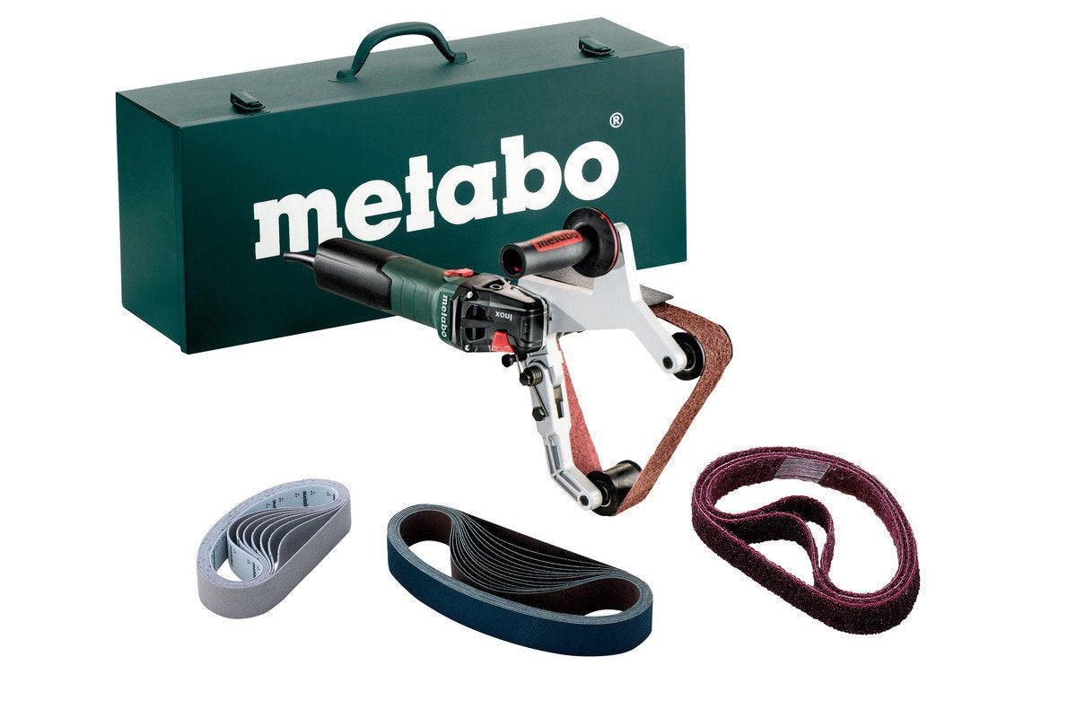 Metabo 7-Inch Variable Speed Pipe/Tube Sander Kit, 1,650-5,500 ft/min, 13.5 Amp w/Lock-on, Accessory Set, Electronics, RBE 15-180 Set, 602243620, Green