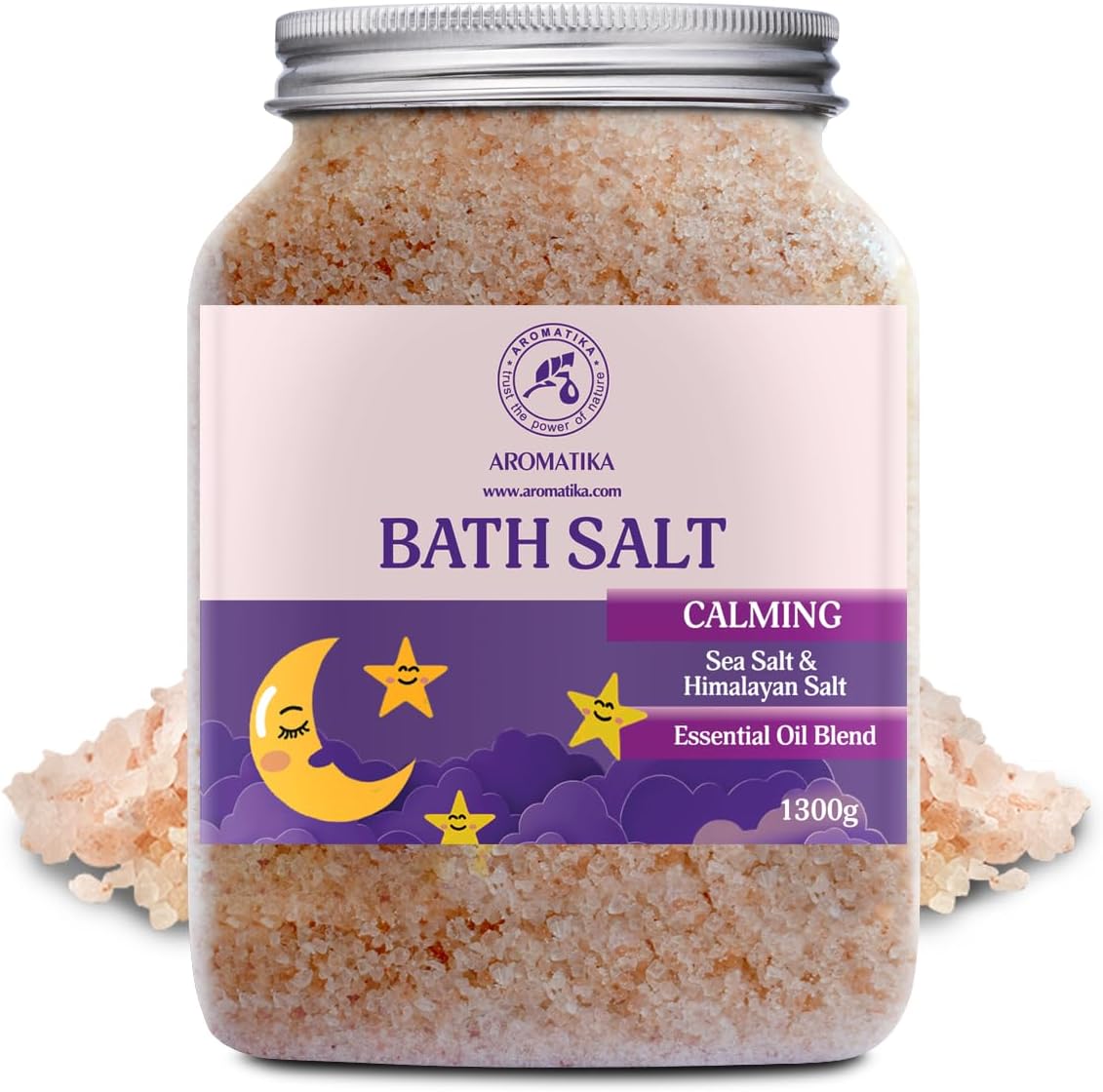 Calming Bath Salts 46 Oz - 1300g - w/Sandalwood & Lavender & Bergamot Essential Oils - Natural Bath Sea Salts 1.3 kg - Good Sleep - Relaxing - Body Care - Beauty - Aromatherapy