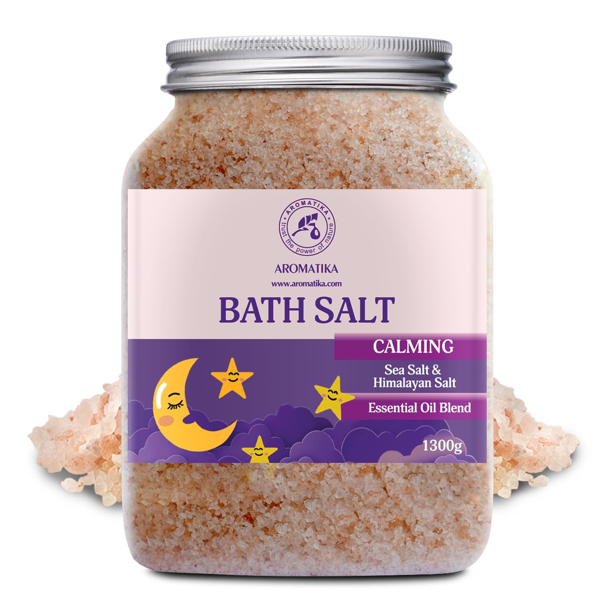 Calming Bath Salts 46 Oz - 1300g - w/Sandalwood & Lavender & Bergamot Essential Oils - Natural Bath Sea Salts 1.3 kg - Good Sleep - Relaxing - Body Care - Beauty - Aromatherapy