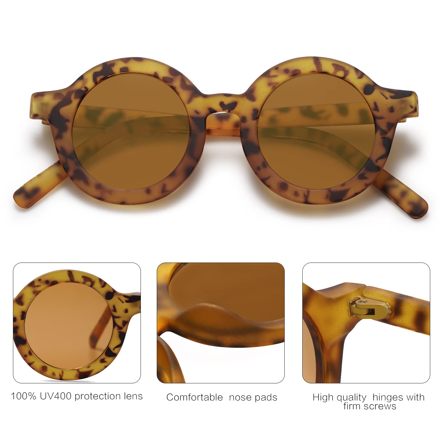 SOJOS Cute Round Polarized Sunglasses for Kids Girls Boys Vintage UV400 Protection Classic Children De Sol Gafas Beach Holiday SK5606 Yellow Tortoise