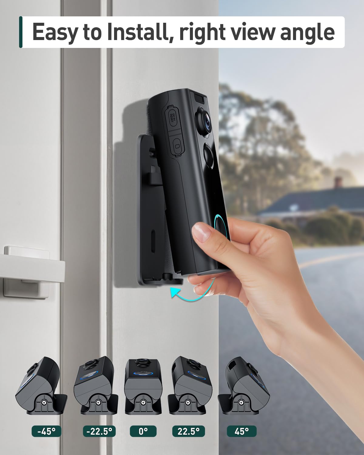 Video Doorbell Camera Wireless with Chime, with Multi-angle Bracket, No Subscription, Voice Changer, 2-Way Audio, Motion Detection, 1080P, Night Vision, 2.4G, IP66, Battery Powered, Works with Alexa