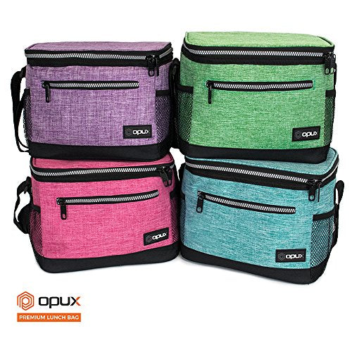 opux Insulated Lunch Box Men Women, Lunch Bag for Work School, Leakproof Soft Cooler Tote Adult, Large Lunch Pail Kids Boys Girls, Picnic Beach Food Bag with Shoulder Strap, Black