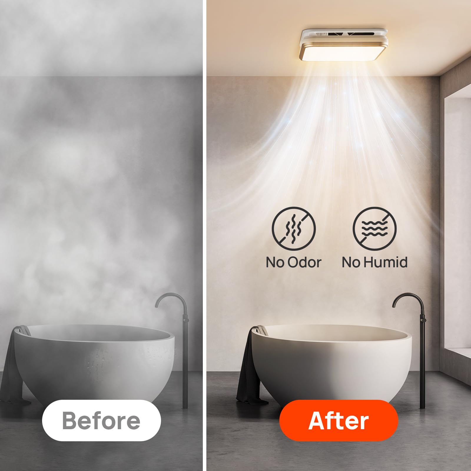 Consciot Bathroom Exhaust Fan with Light, 110/160 CFM, Super Quiet 1.0 Sone, 40W Bathroom Fan with Light for Ceiling, 1500lm LED Light 3000K/4000K/5000K Selectable & Nightlight, Bath Ventilation Fan