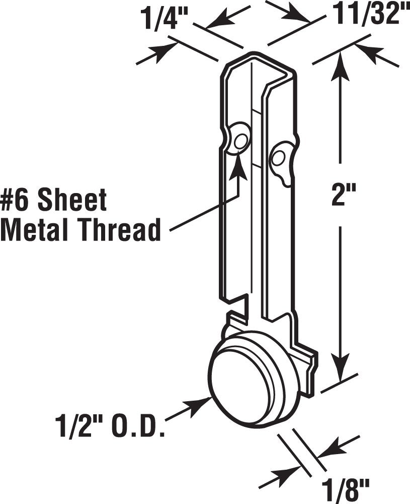 Prime-Line G 3000 1/2 In. Nylon Flat-Edge Sliding Roller Assembly, for Academy, IWC and A-1 Aluminum Windows (2 Pack)