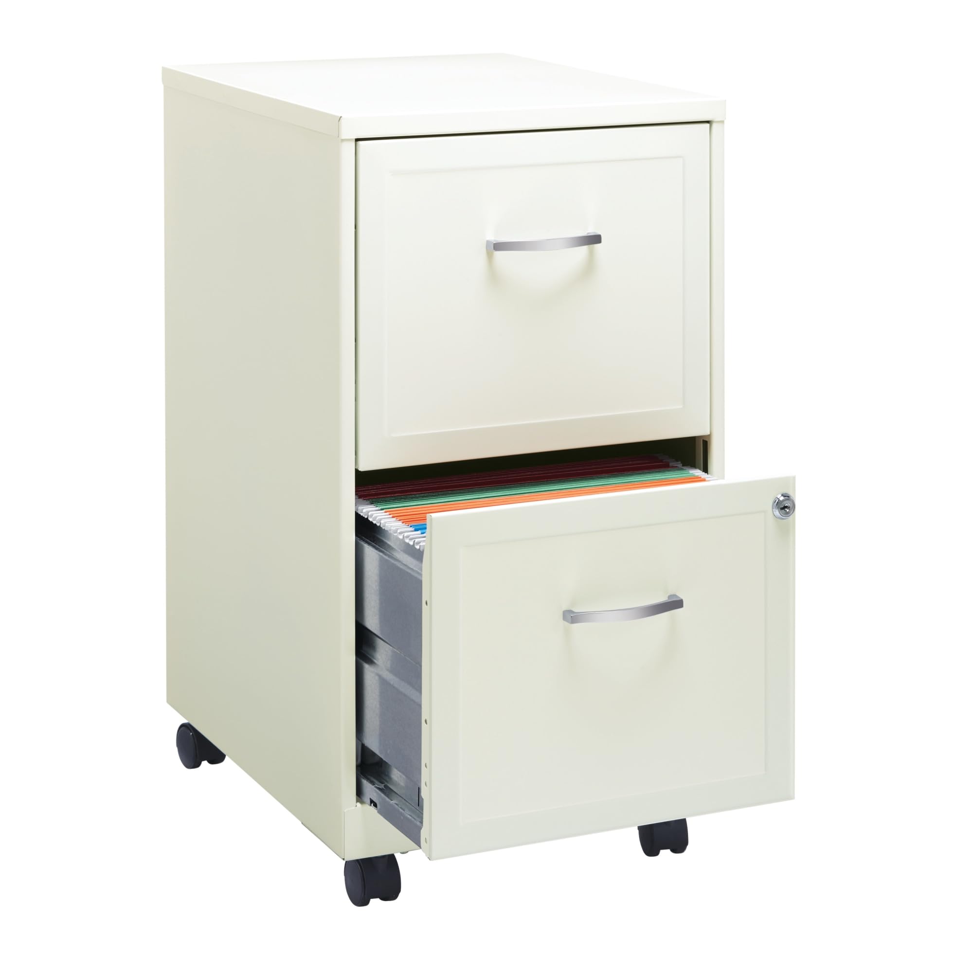 Realspace 18"D SOHO Vertical Letter-Size Mobile File Cabinet, 2 Drawers, Pearl White