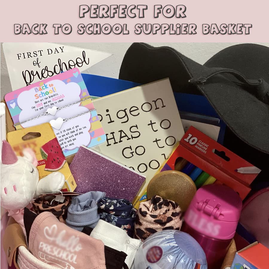 SAM & LORI Back to School Gifts First Day of School Middle School Students Preschool Class Mommy and Me Mother Daughter Bracelets Pinky Promise Bracelet Anxiety Matching Wish Bracelets