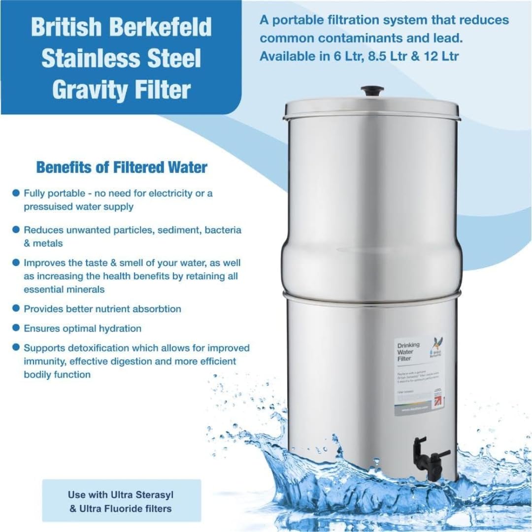 British Berkefeld Doulton W9361139 Gravity Countertop Water Filtration System 2.25 Gallons Made in UK