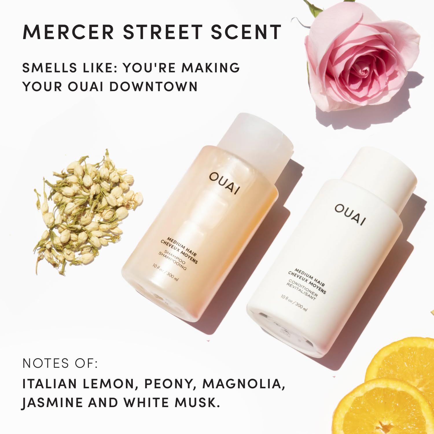 OUAI Medium Hair Shampoo and Conditioner Set - Sulfate-Free Shampoo and Conditioner for Women & Men - Made with Keratin, Shea Butter & Avocado Oil - Free of Parabens & Phthalates (10 Fl Oz)