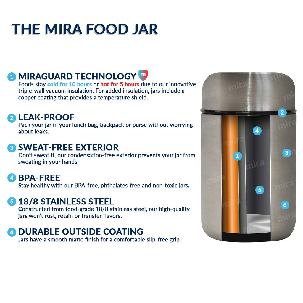 MIRA Insulated Food Jar Thermo for Hot Food & Soup, Compact Stainless Steel Vacuum Lunch Container for Meals To Go - 13.5 oz, Lilac