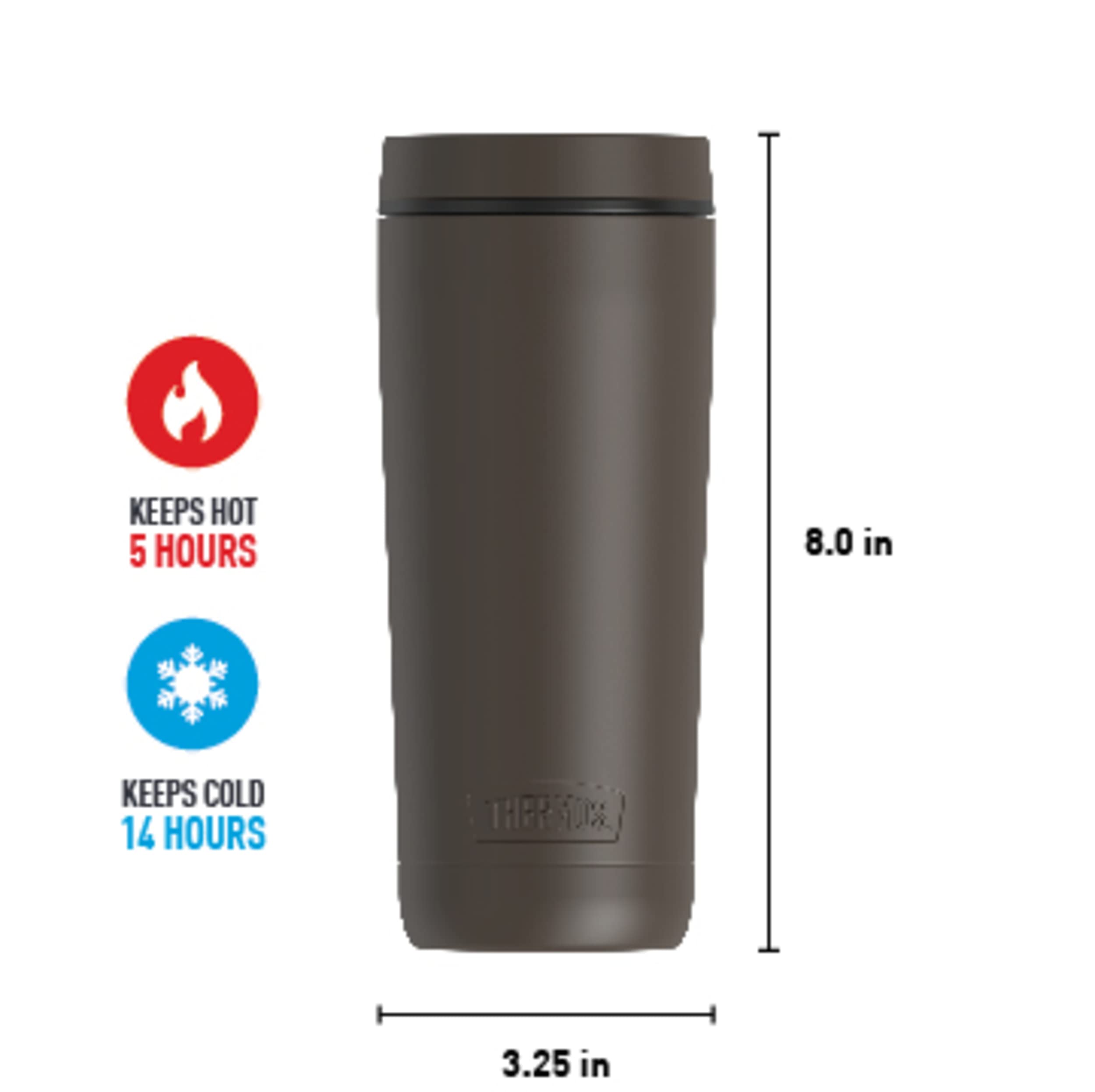 THERMOS ALTA SERIES Stainless Steel Tumbler 18 Ounce, Espresso Black