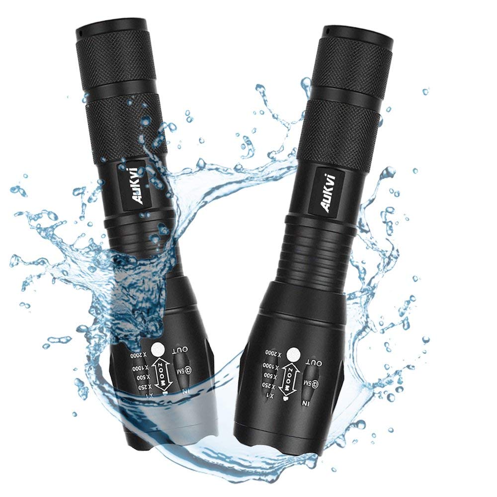 AuKvi Deep Red Light Flashlight 670nm Single Mode Long Range Red Hunting Flashlights Torch with Zoomable for Astronomy, Aviation, Night Observation-Black