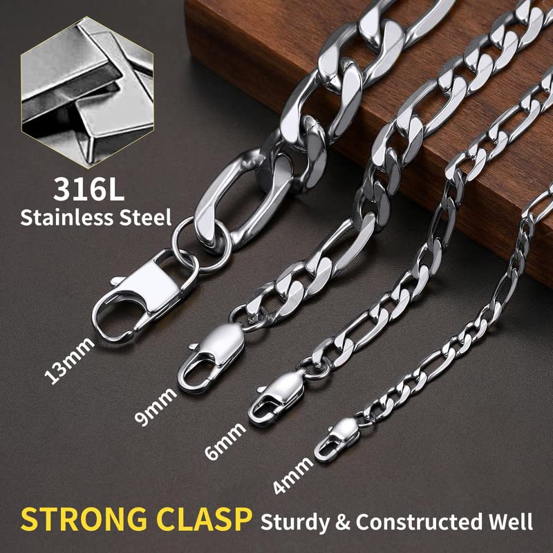 316L Stainless Steel Black Chain Necklace 26 inch Long Men's Fashion Jewelry