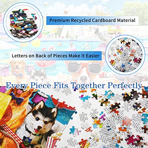 HUADADA Jigsaw Puzzles 1000 Pieces for Adults, Fun at The Amusement Park Dog Puzzles for Adults and Kids Unique Shape Pieces Funny Puzzles (27.56" x 19.69")