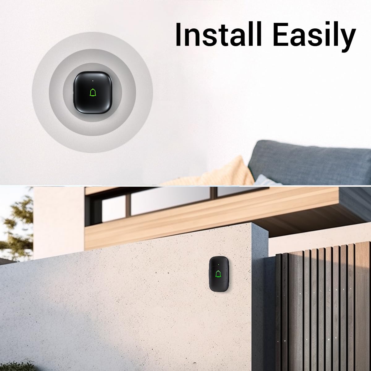 Doorkit Wireless Doorbell with 2 Receivers IP66 Waterproof 1000 Feet with 32 Chimes 115dB 7 volume levels Mute Mode & LED Flash Doorbell Ringer Wireless for Kids Room Teachers Classroom Home Office