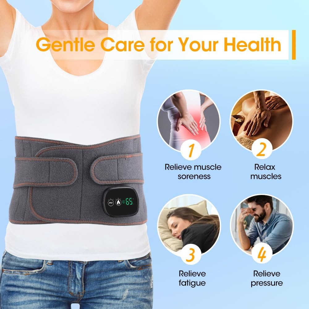NORTHERN BROTHERS Heated Back Brace, Cordless Portable Vibrating Heating Pad for Lower Back, Heat Pads for Back Pain Relief