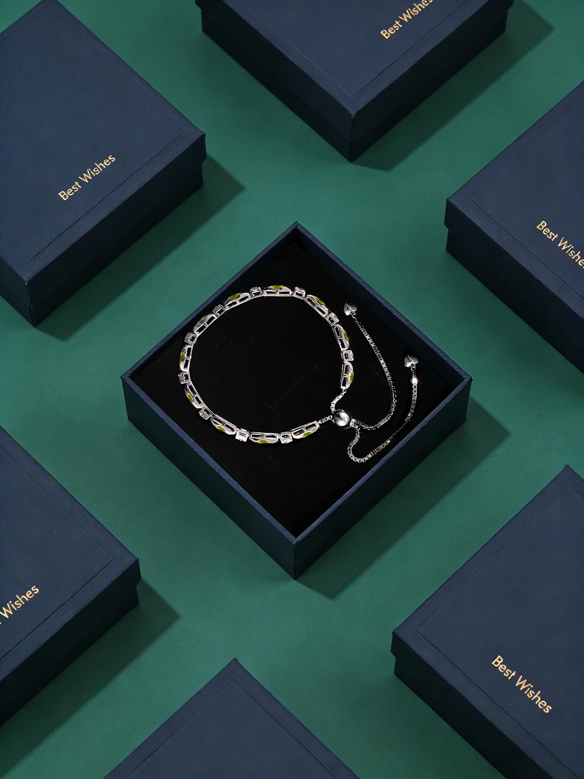 ETERMBOL Birthstone Link Bracelet for Women, Sterling Silver Adjustable Chain 6-9 Inchs Evil Eye Bracelet, Birthday Gifts for Wife Mom Her