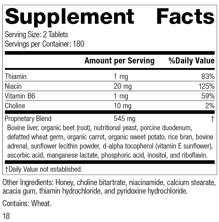 Standard Process Cataplex B - Whole Food Formula with Niacin, Vitamin B6, Thiamine, and Inositol for Heart Health, Metabolism, and Cholesterol Maintenance - 360 Tablets