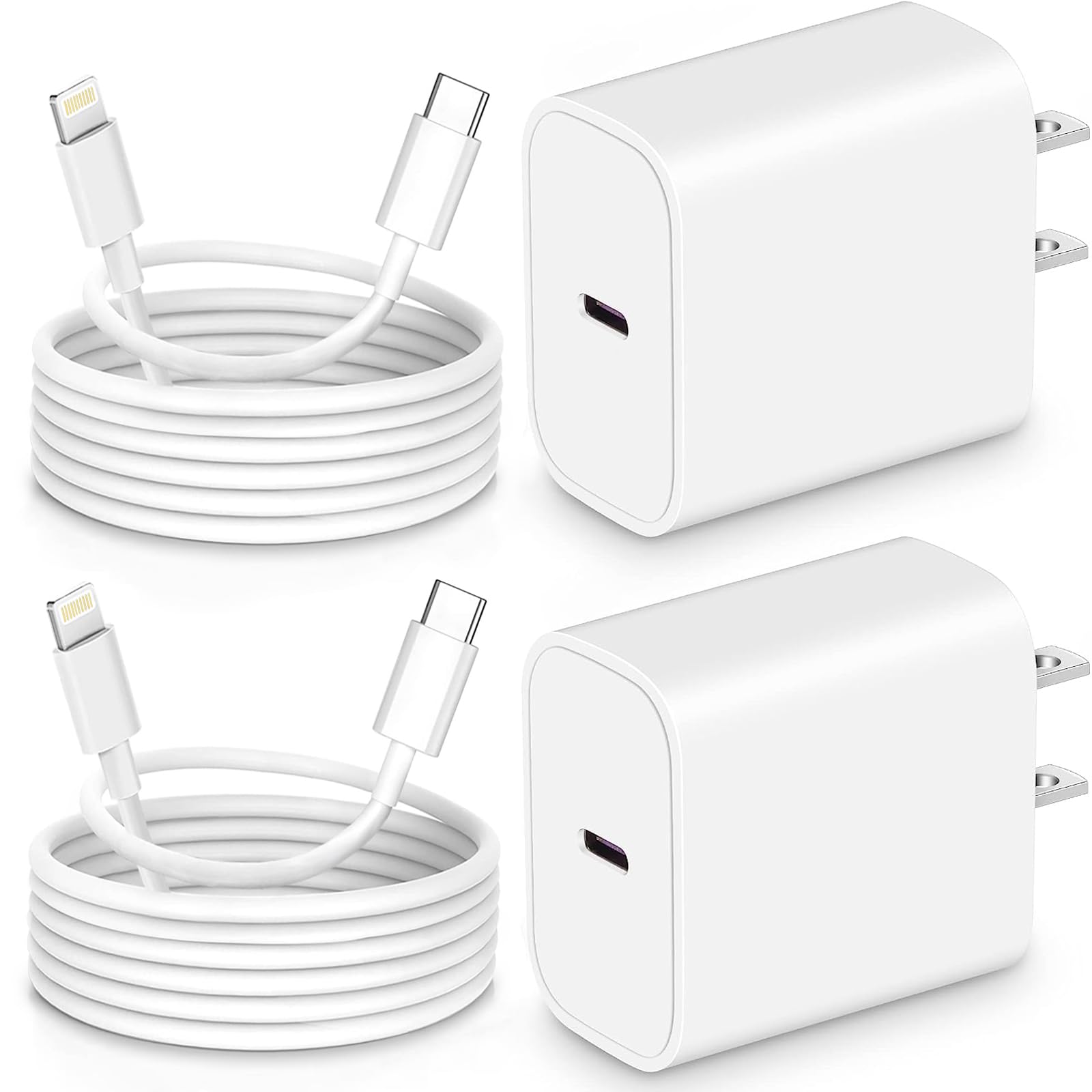 iPhone Charger Fast Charging,20W PD USB C Fast Charger [MFi Certified],for iPhone Charger Lightning Cable 2 Pack Type C Wall Charger Block and (6ft+10ft) Cable for iPhone 14/13/12/12 Pro Max/11